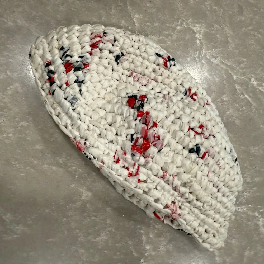 Caribbean Handmade Plarn Coin Purse Zipper Pouch Recycled Plastic EUC